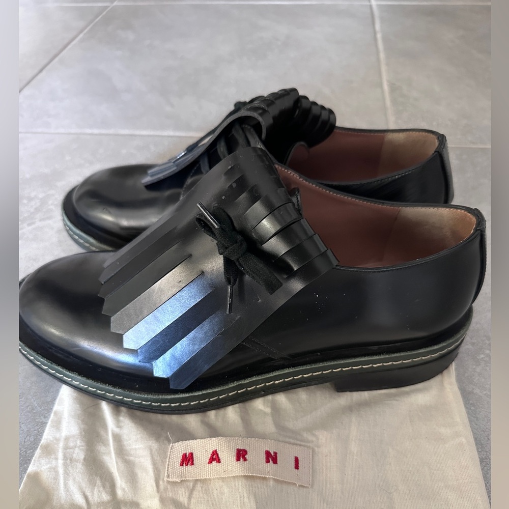 Marni Tassel black Lace-Up Oxford Derby loafer Shoes 39